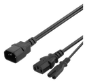 Apparatkabel 0,2m, C14 - C13+C7, svart