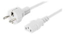 Apparatkabel 10m, CEE 7/7 - IEC 60320 C13, vit