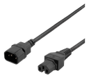 Förlängningskabel 2m, IEC C15 - IEC C14, 250V/10A, svart