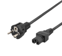 Apparatkabel 3m, rak IEC 60320 C15 - rak CEE 7/7, max 250V/10A, svart