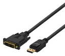 DisplayPort till DVI kabel 3m, 20-pin ha - ha, svart