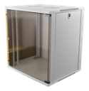 DELTACO 19"-skåp, 12U, 540x450mm, stående eller väggmonterat, glasdörr, vit