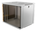 DELTACO 19"-skåp, 9U, 540x450mm, stående eller väggmonterat, glasdörr, vit