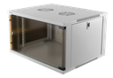 DELTACO 19"-skåp, 6U, 540x450mm, stående eller väggmonterat, glasdörr, vit