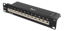 DELTACO 10" patchpanel, 12xRJ45, Cat6a, STP, 10Gbps, metall, svart 