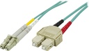 DELTACO OM3 fiberkabel, LC - SC, duplex, UPC, 50/125, 15m, blå