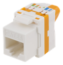 DELTACO Cat6A Keystone-uttag, verktygsfri, plast, vit/orange