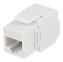 DELTACO Cat6A Keystone-uttag, 28AWG slim, verktygsfri, plast, vit
