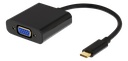 DELTACO USB-C till VGA adapter, USB typ C hane - VGA hona + 3,5mm
