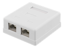 DELTACO skärmat vägguttag, utanpåliggande FTP 2xRJ45, Cat6A, vit