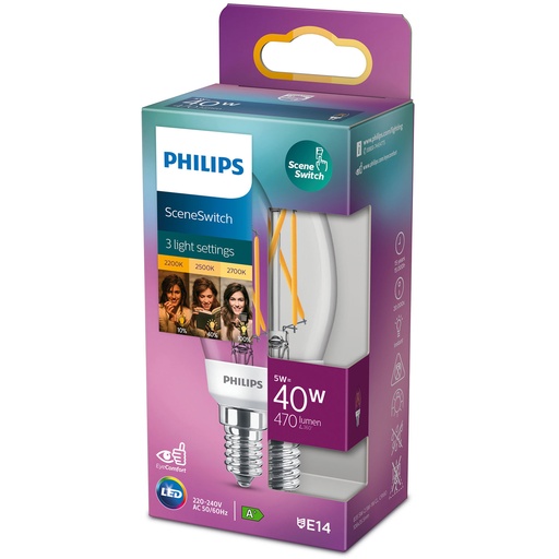 [929001888855] LED SceneSwitch E14 P45 Kron 40-18-9W Klar